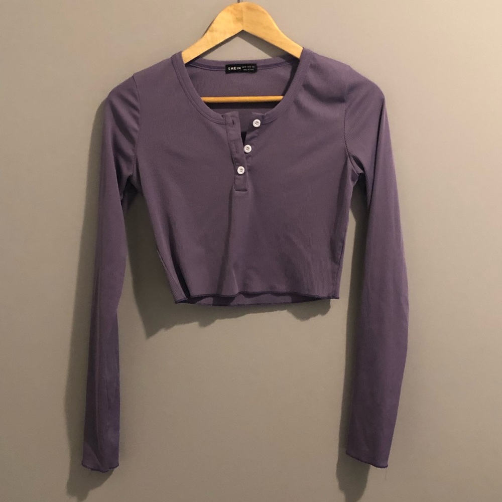 🌸 SHEIN CROPPED LS PURPLE TOP (M) 🌸